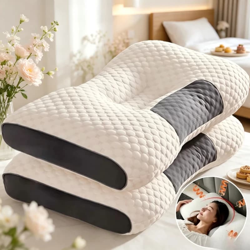 Cuscino cervicale ortopedico da 2 pezzi, supporto ergonomico per il collo SPA, 3 altezze opzionali per alleviare l'affaticamento cervicale
