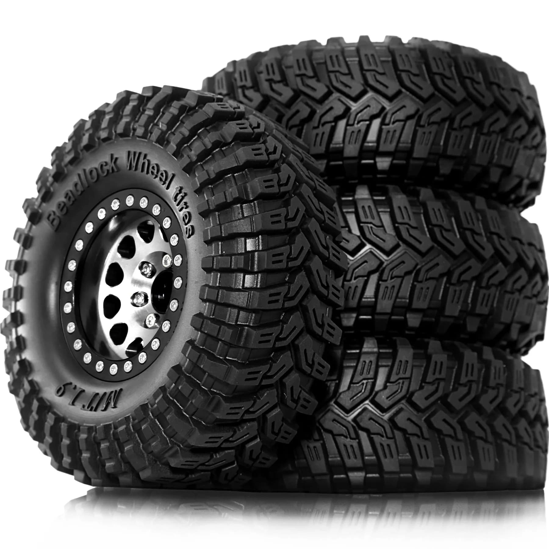 4 pezzi 1.9 ''Beadlock Ruote e pneumatici Cerchio offset -8.9mm OD 4.53'' per 1/10 RC Crawler Car TRX4 TRX6 SCX10 90046 CC01 D90 D110