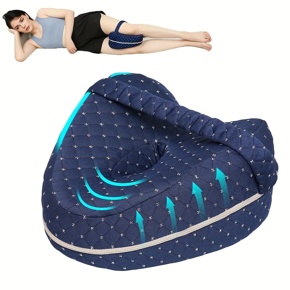 1pc Leg Pillow Ergonomic Side Sleeping Pillows Memory Foam Knee Pillow with Strap for Side Sleeper Leg Support Cushion with Rem