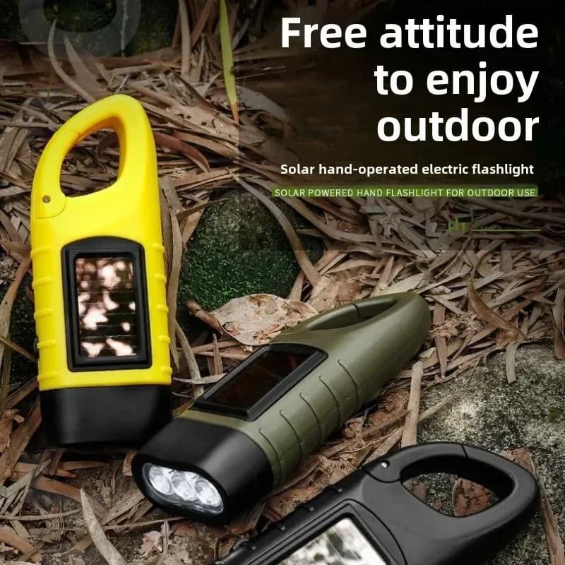 Torcia portatile leggera a manovella solare - Luce LED di emergenza 3 in 1 con attrezzatura di sopravvivenza per esterni Power Bank da campeggio