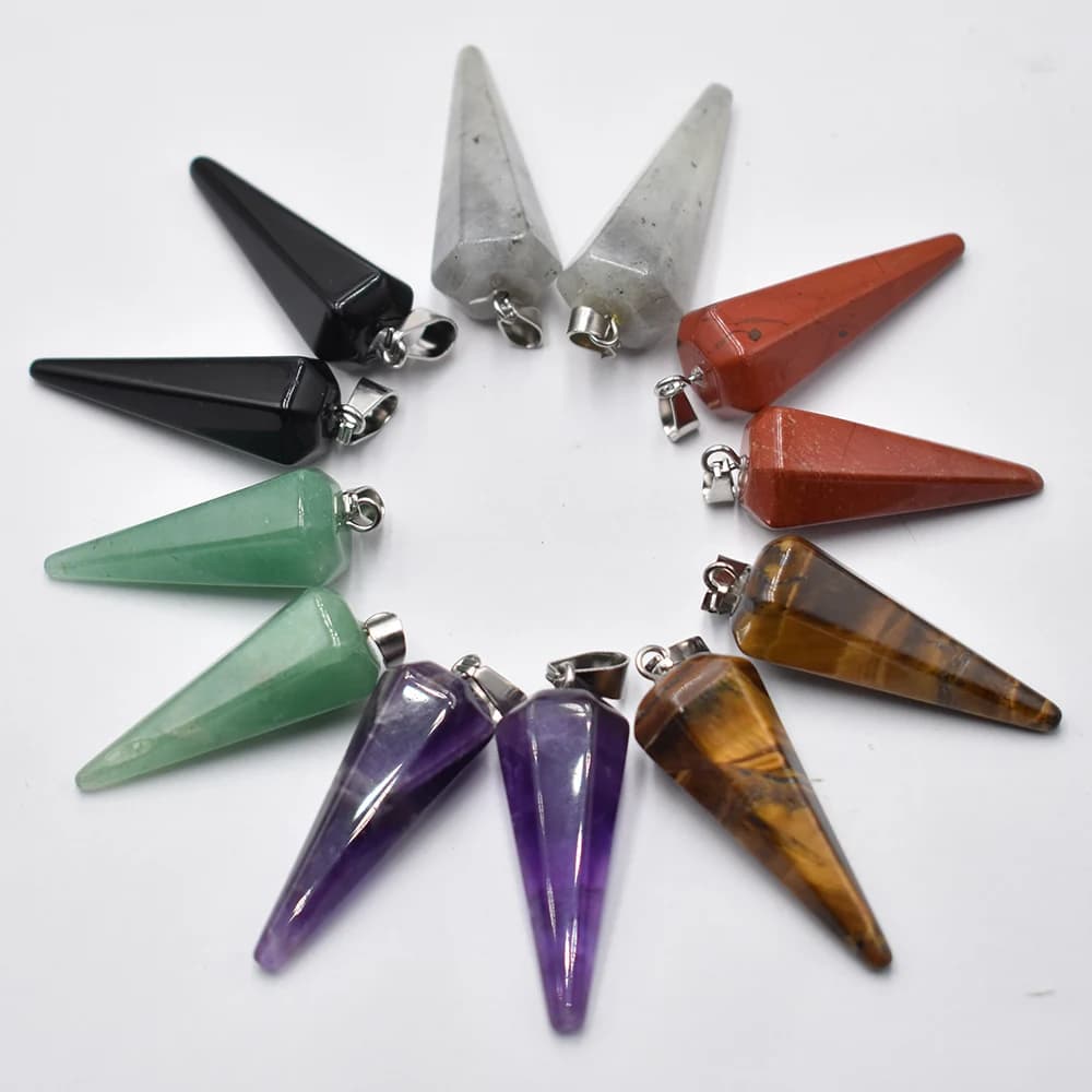 Commercio all'ingrosso 12 pz/lotto 30x10mm Moda occhio di tigre pietra ametiste pendente Pendolo per gioielli fai da te che fanno Collane Spedizione Gratuita