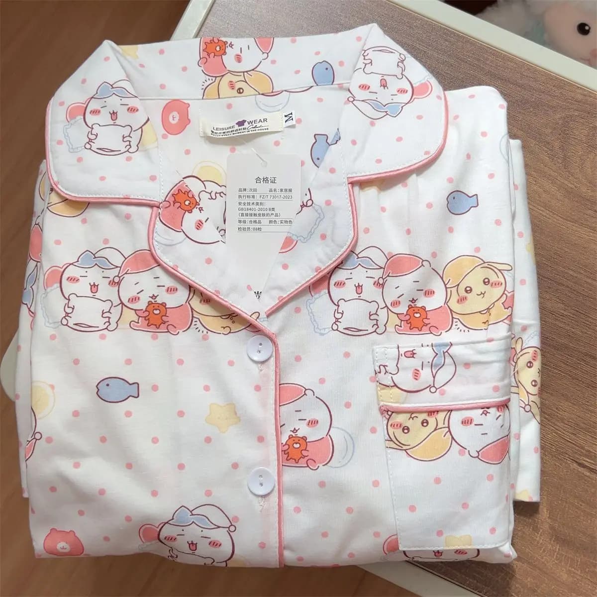 Anime Hachiware Usagi Chiikawa Pajamas for Women Spring Autumn Long Sleeve Long Pants Student Home Lounge Set Cartoon Kawaii New