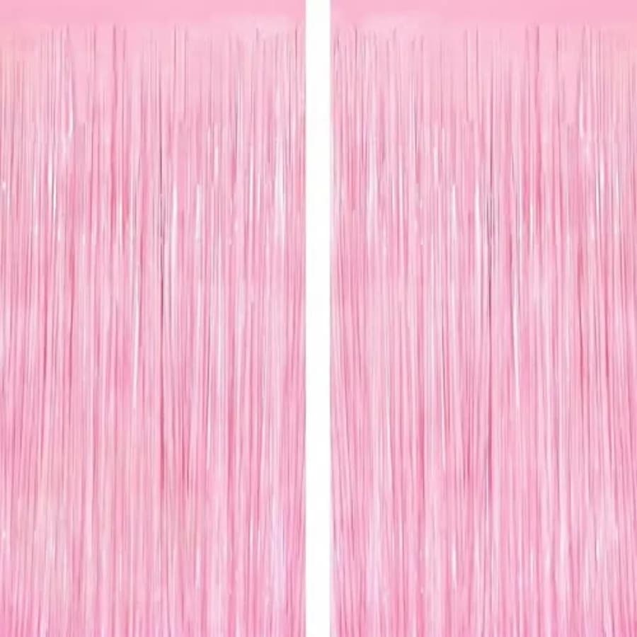 2 Pack Tinsel Backdrop, Metallic Foil Fringe Backdrop Curtains, Streamer Backdrop for Birthday Weddings Baby Shower Easter Chri