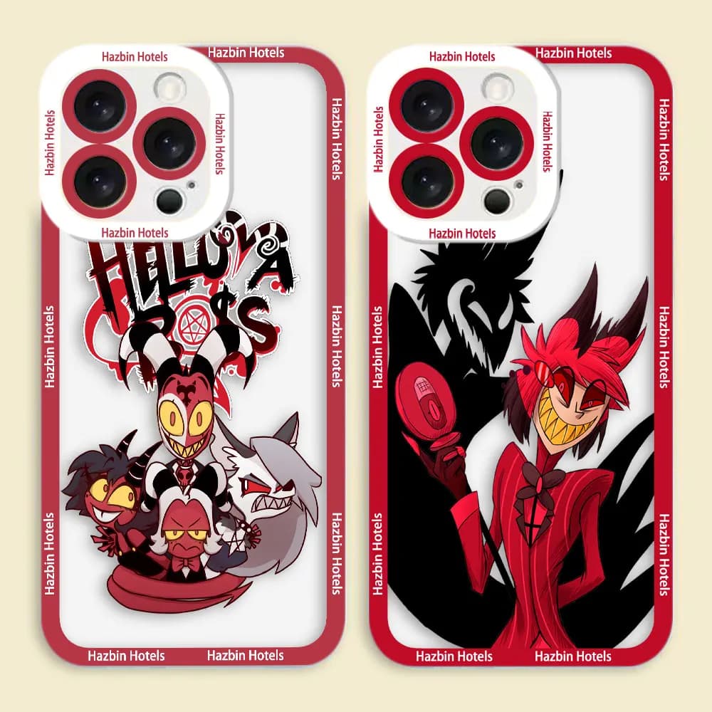 Anime H-Hazbin H-Hotels Cover Custodia trasparente per iPhone Apple 16E 16 15 14 12 13 11 Pro 8 7 SE Plus X XR XS Max Custodia in TPU Shell