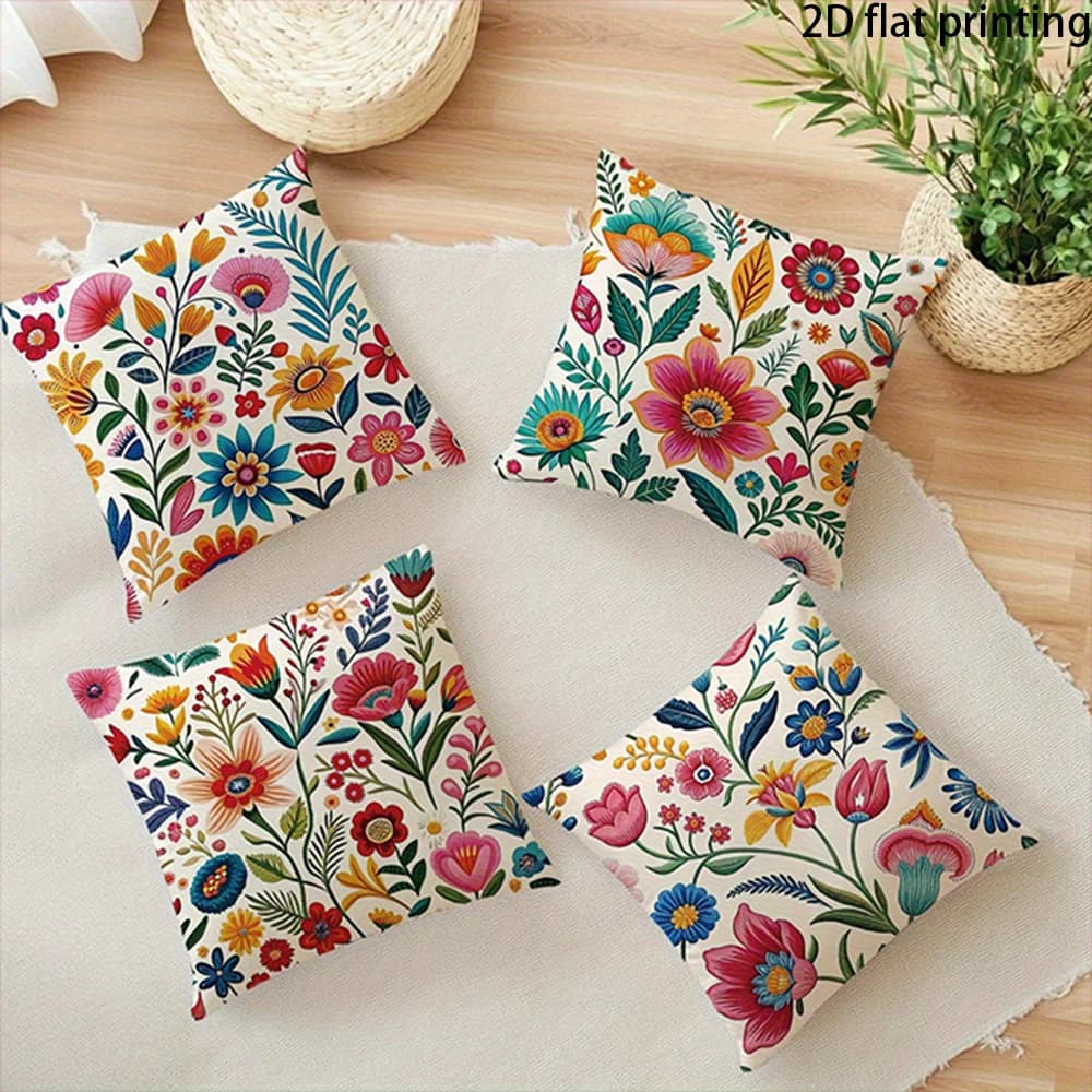1/4PCS Boho Floral Throw Pillow Covers Set of 4 ,Suitable for beds, sofas, lounge chairs, home decoration.