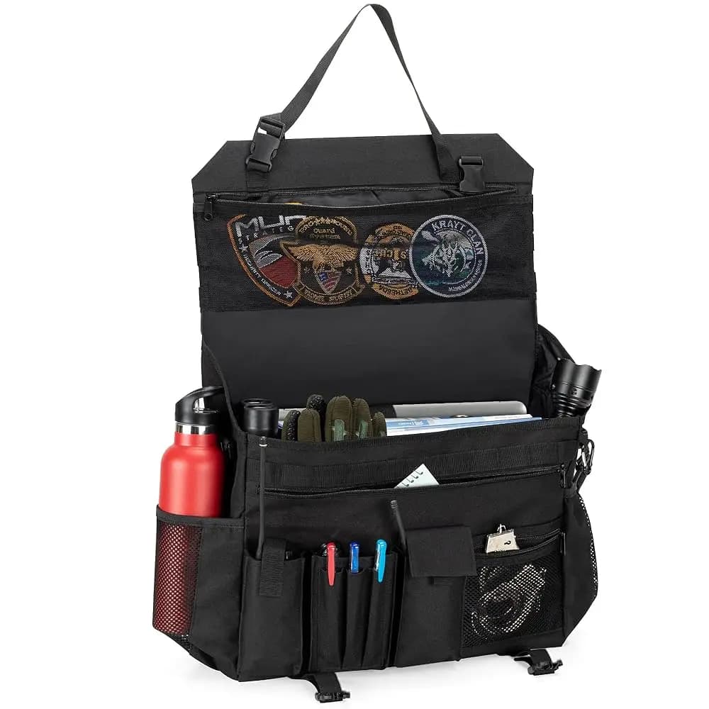 Borsa da pattuglia con spedizione gratuita, organizer per sedile anteriore auto, borsa da lavoro per le forze dell'ordine con custodia per laptop da 15,6”, sistema Molle