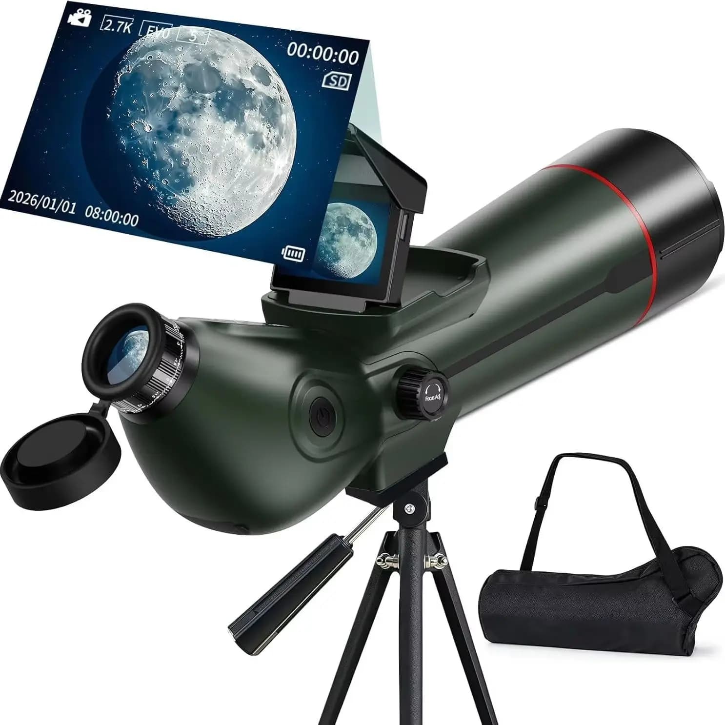 Fotocamera per Astrofotografia Impermeabile IP54 con Treppiede da Tavolo, Registra Foto da 30MP e Video 4K per Osservazione delle Stelle e degli Uccelli