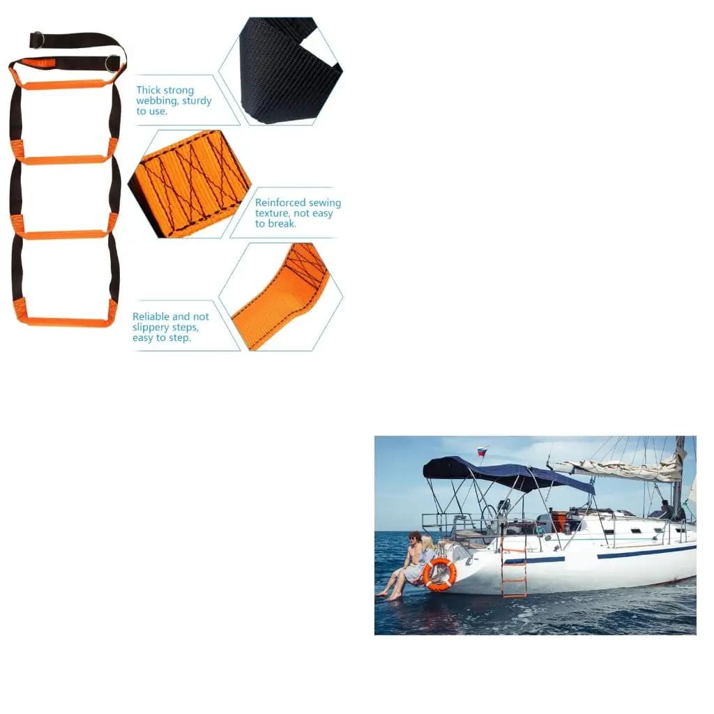 XA6H Quick Position Marine Ladder 4 Against Slip Procedures Powerful Polyester Rope Untarnished Hardware For Sailboats Yachts
