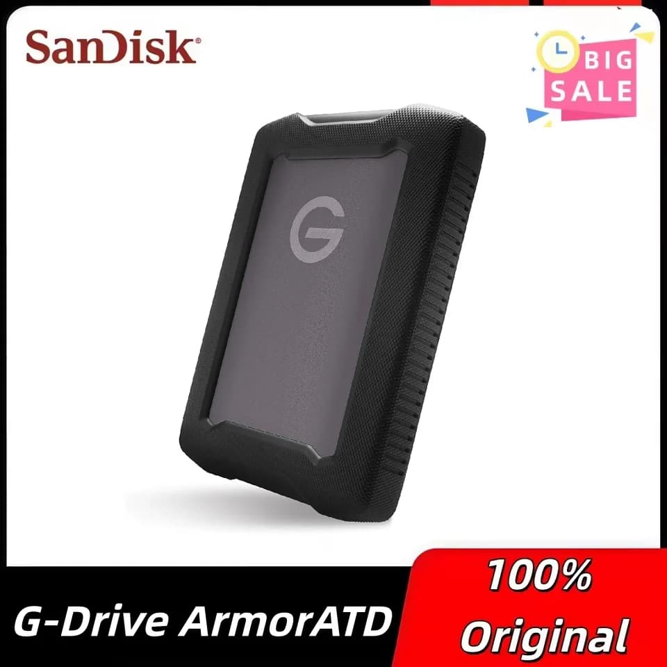 SanDisk G-Drive ArmorATD 1TB 2TB 4TB 5TB Disco Rigido Esterno Portatile Professionale USB-C USB 3.2 HDD