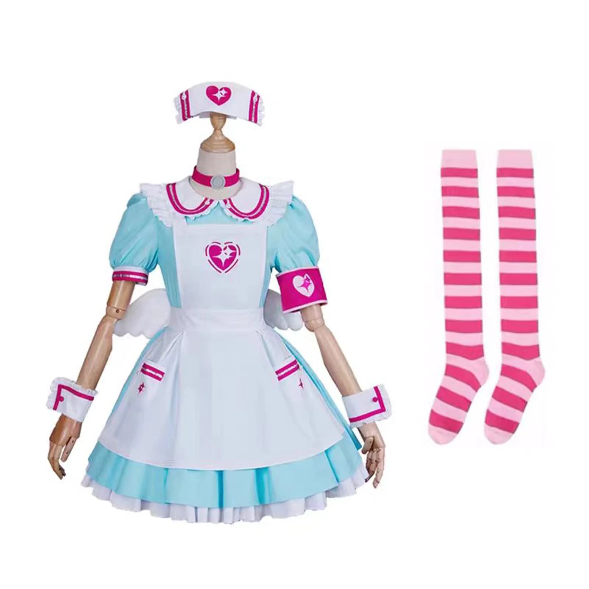 Unisex NEEDY OVERDOSE Cosplay Costume Super Angel Chan Sugar Sugar Dress Uniform Maid Outfit Full Set For Halloween Party