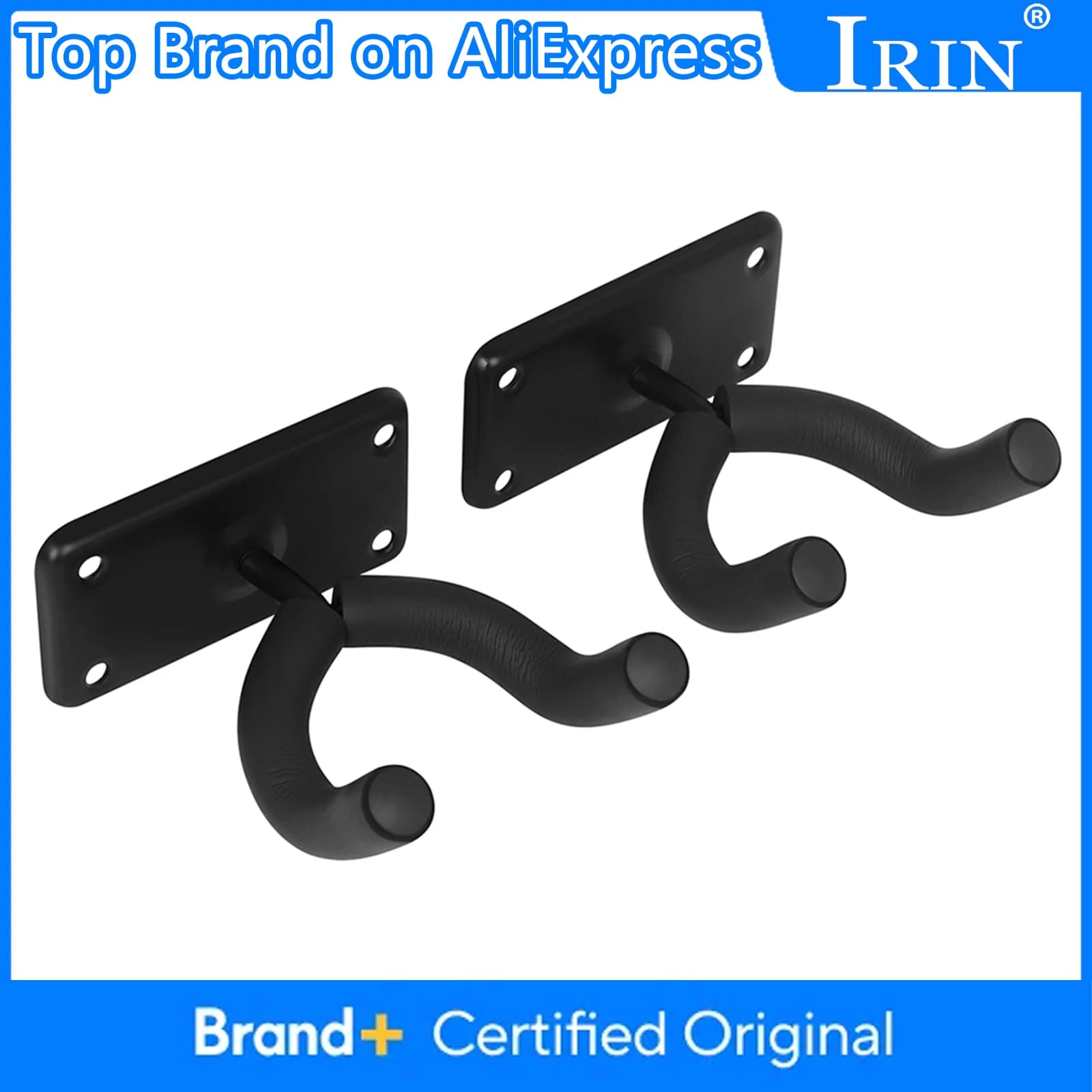 IRIN 1 Paio di Supporti da Parete per Chitarra, Gancio in Metallo Quadrato per Chitarra, Violino, Basso, Ukulele, Banjo, Mandolino, Accessorio per Chitarra