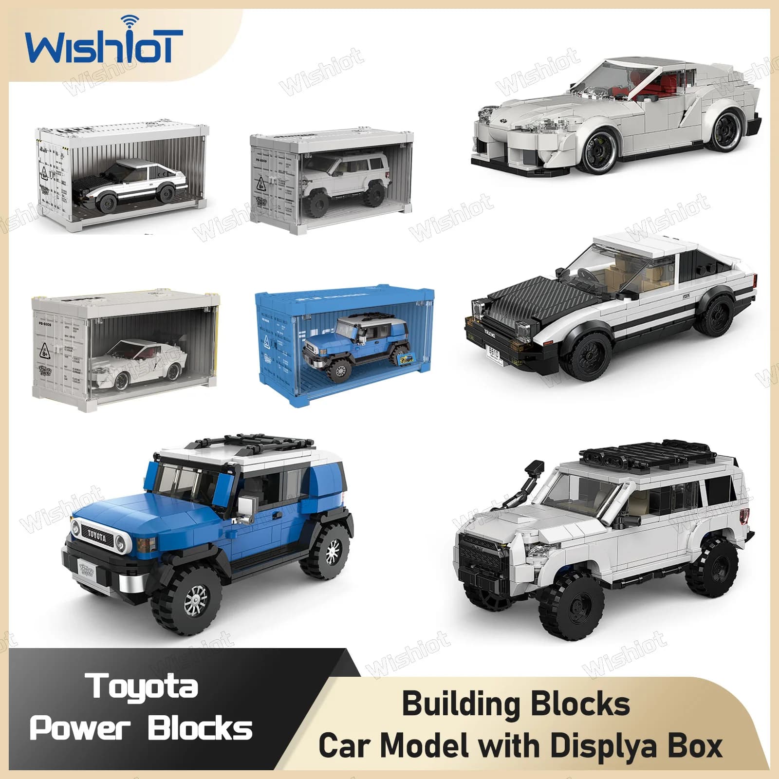 Toyota FJ40/4runner Fuoristrada Supra/AE86 Auto Sportiva Building Blocks Modello di Auto Retro Con Scatola di Visualizzazione Giocattolo di Mattoni Regali per Bambini