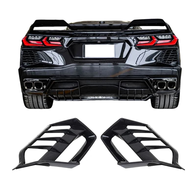 1Pair Quality Car bumper Poster Diffuser In Carbon Fiber Spoiler For Corvette C8 Z51 2020-2025 V4 Car Accessories