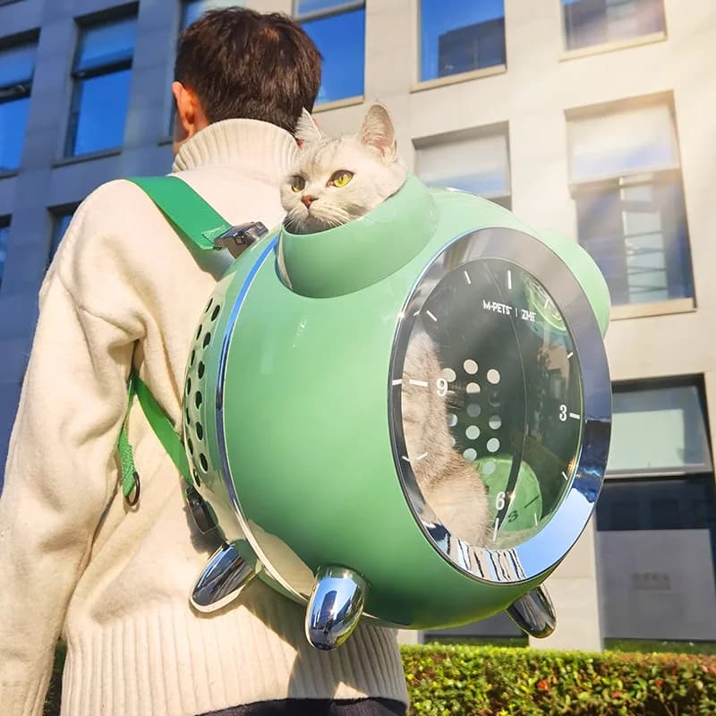Capsula spaziale portatile per il trasporto di gatti e animali domestici, zaino da viaggio per uscite e forniture.