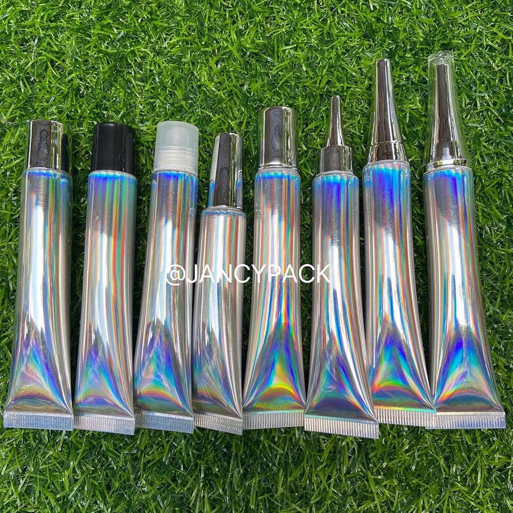 10ML 20ML Laser Argento Fondotinta Cosmetico Tubo Morbido Crema Per Il Viso Contenitore Tubo Tubo Morbido Crema Per Gli Occhi Balsamo per le labbra Tubi Lucidi