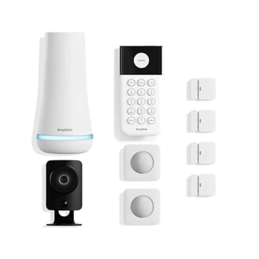 Sistema di sicurezza domestica wireless a 9 pezzi con telecamera HD per uso domestico, custodia in plastica, colore nero, monitoraggio senza contratto con Alexa