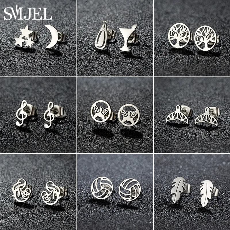 Ethnic Life Tree Earrings for Girls Small Music Ear Cartilagine Piercing Jewelry Accessory for Volleyball