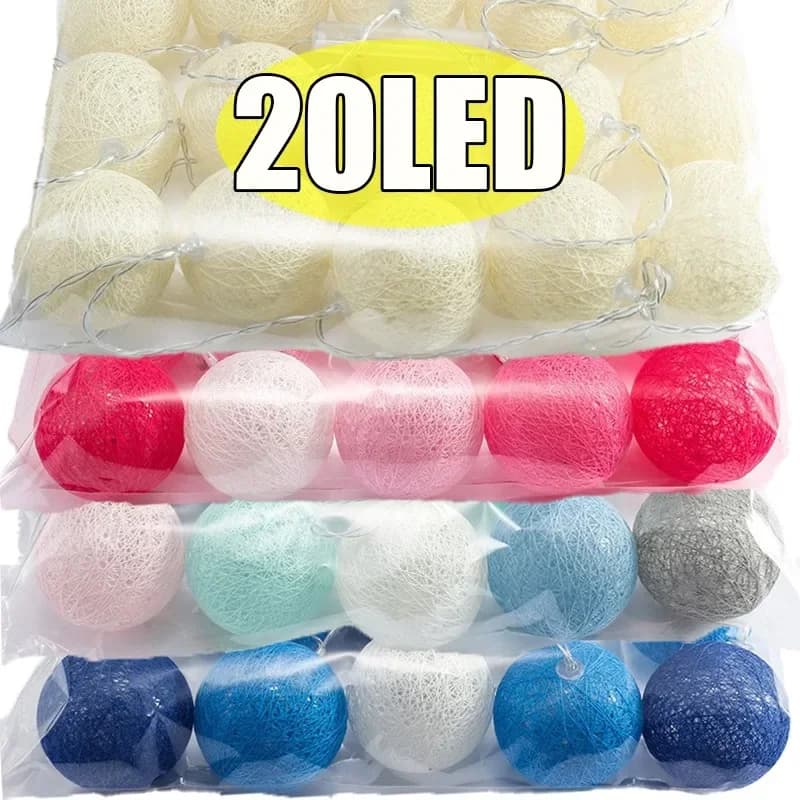 Palline di cotone a LED Luci a corda Lanterna a batteria o alimentata tramite USB Matrimonio Casa Festa Ornamento Illuminazione Punture Decorazione natalizia
