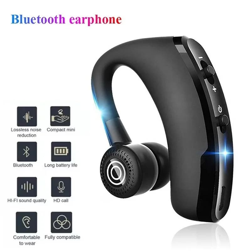 Wireless Bluetooth Single Earphone With HD Microphone Stereo Headset Handsfree Call Business Headphone For Sports Driving Travel