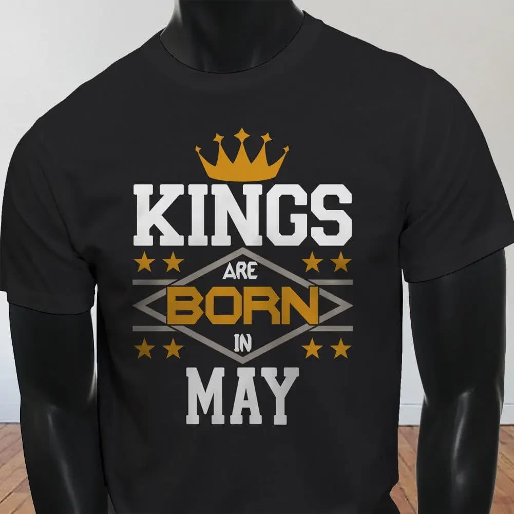 Vendita calda Summer Kings Born In May Crown Compleanno Toro Gemini Maglietta nera da uomo