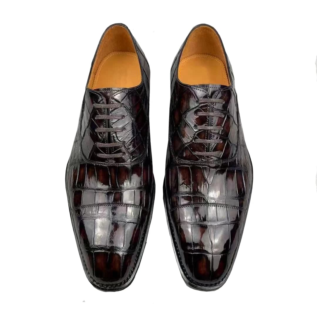 Nuovi Arrivi: Scarpe Eleganti da Uomo in Pelle di Coccodrillo con Lacci per Matrimonio