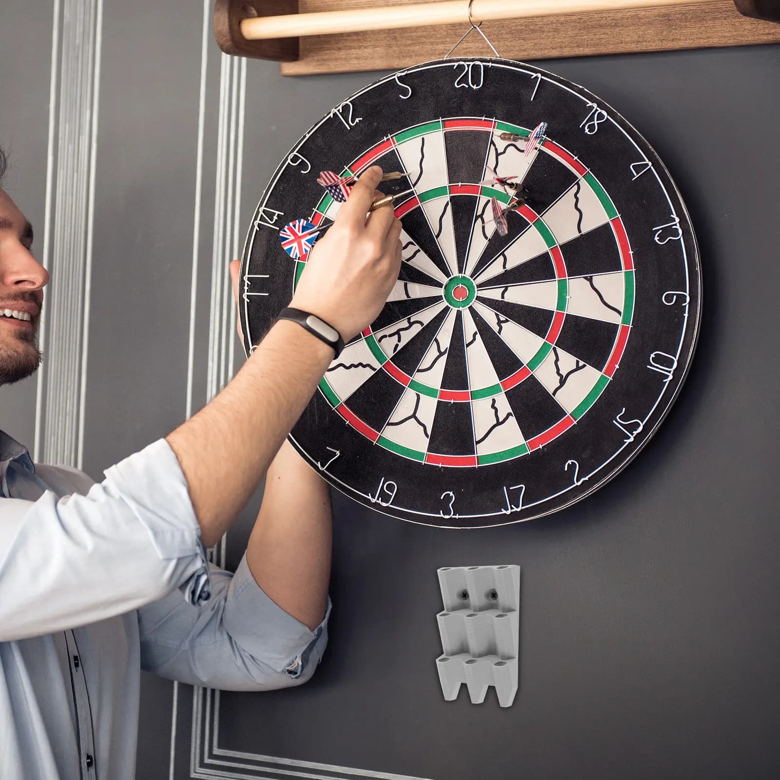 Porta Freccette da Parete Resistente per 9 Freccette con Punta in Acciaio o Morbida, per Sala Giochi, Casa, Ufficio, Esposizione e Conservazione