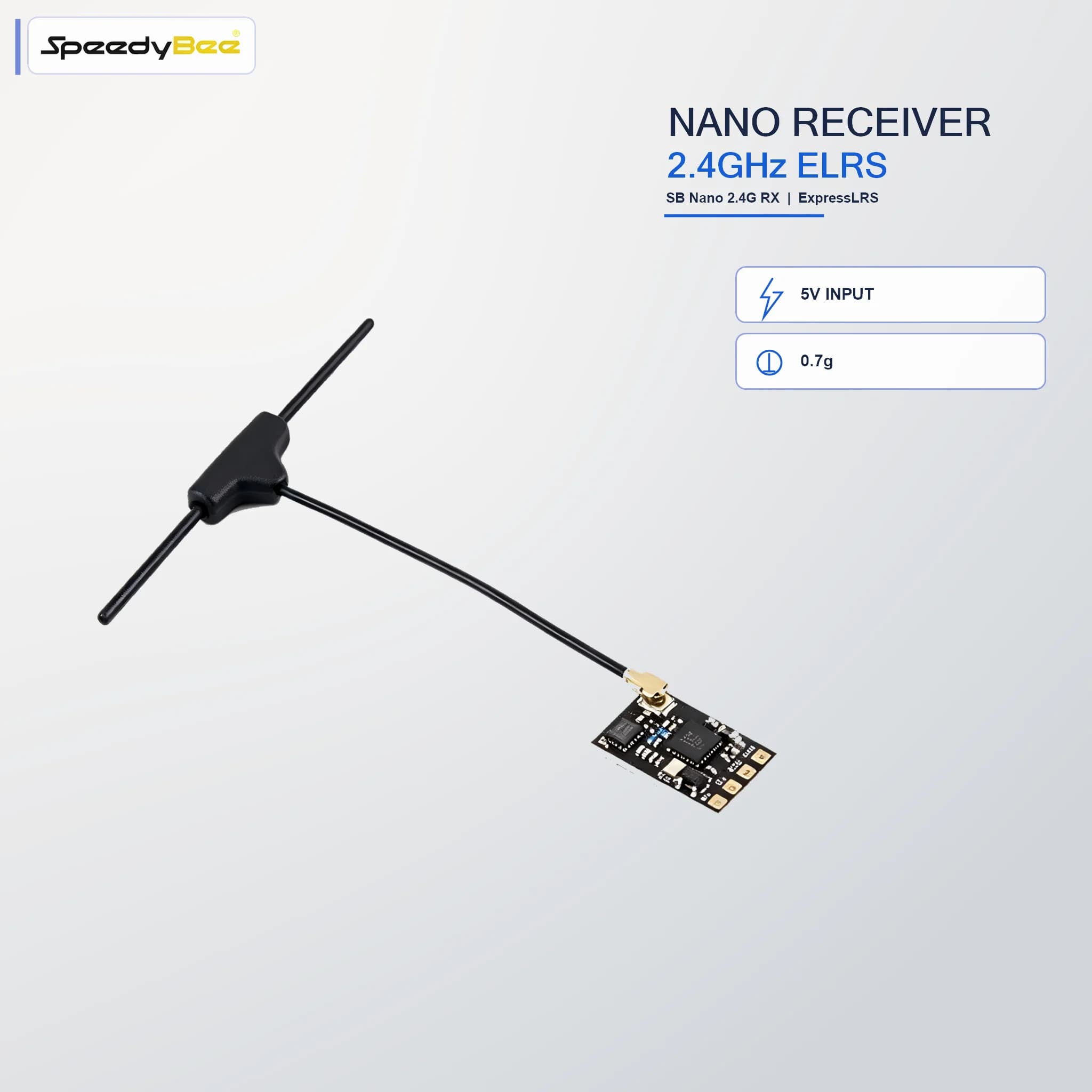 SpeedyBee Nano 2.4GHz ELRS Receiver 100mW 0.7g T-Antenna 5V IPEX1 For Tiny Whoop RX FPV Racing Drone Long Range Build Parts Kit