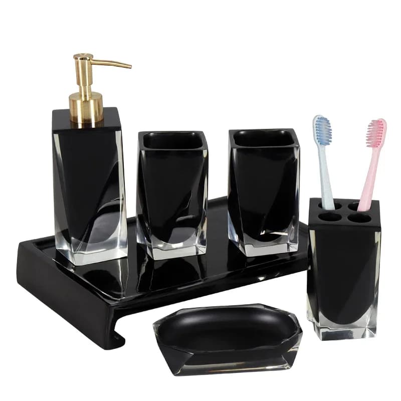 Bagno in resina Set da cinque pezzi Vassoio per lavare Sapone liquido per lavare le mani Bottiglie per erogazione Accessori Organizzatore Decor