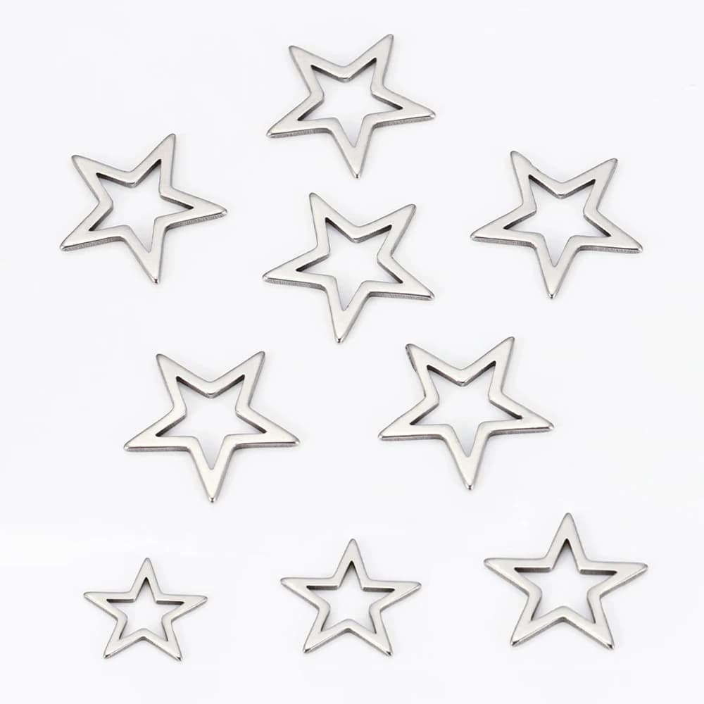 20pcs Metal Star Pendant Bezels Hollow Out Pressed Resin Frame Mold Bezel for DIY Necklace Bracelet Jewelry Making Findings