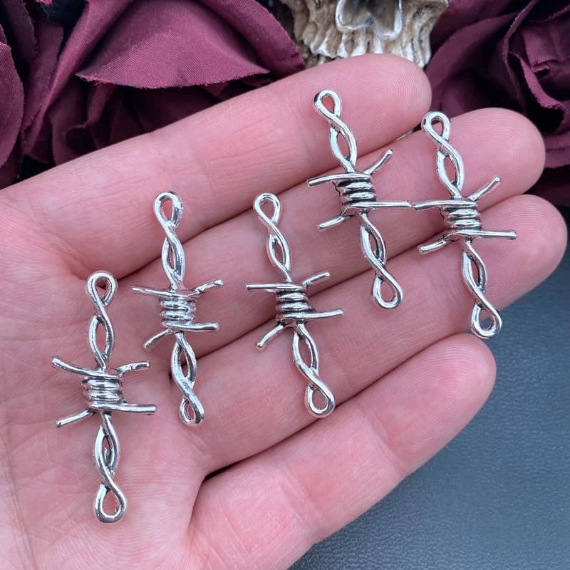 10pcs 40*17mm Gothic Punk Style Barbed Wire Small Thorns Accessories DIY Handmade Necklace Earrings Bracelet Accessories