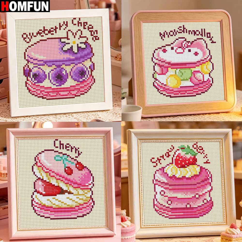 HOMFUN Nuovo Kit Pittura Diamante 5D Fai da Te, Tema 'Simpatico Dolce Torta', con Diamanti Quadrati Completi, Quadro Ricamato con Strass