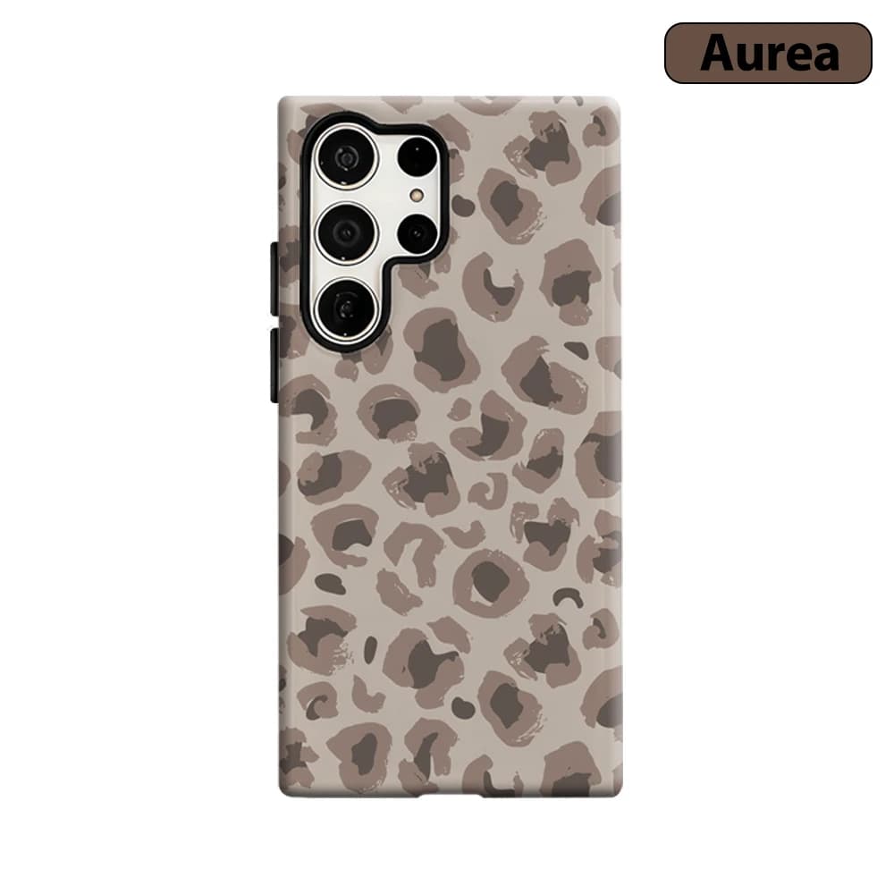 Custodia per telefono marrone neutro con stampa leopardata per Samsung Galaxy S25 Ultra S24 S23 Ultra Plus, antiurto, a doppio strato, cover posteriore robusta
