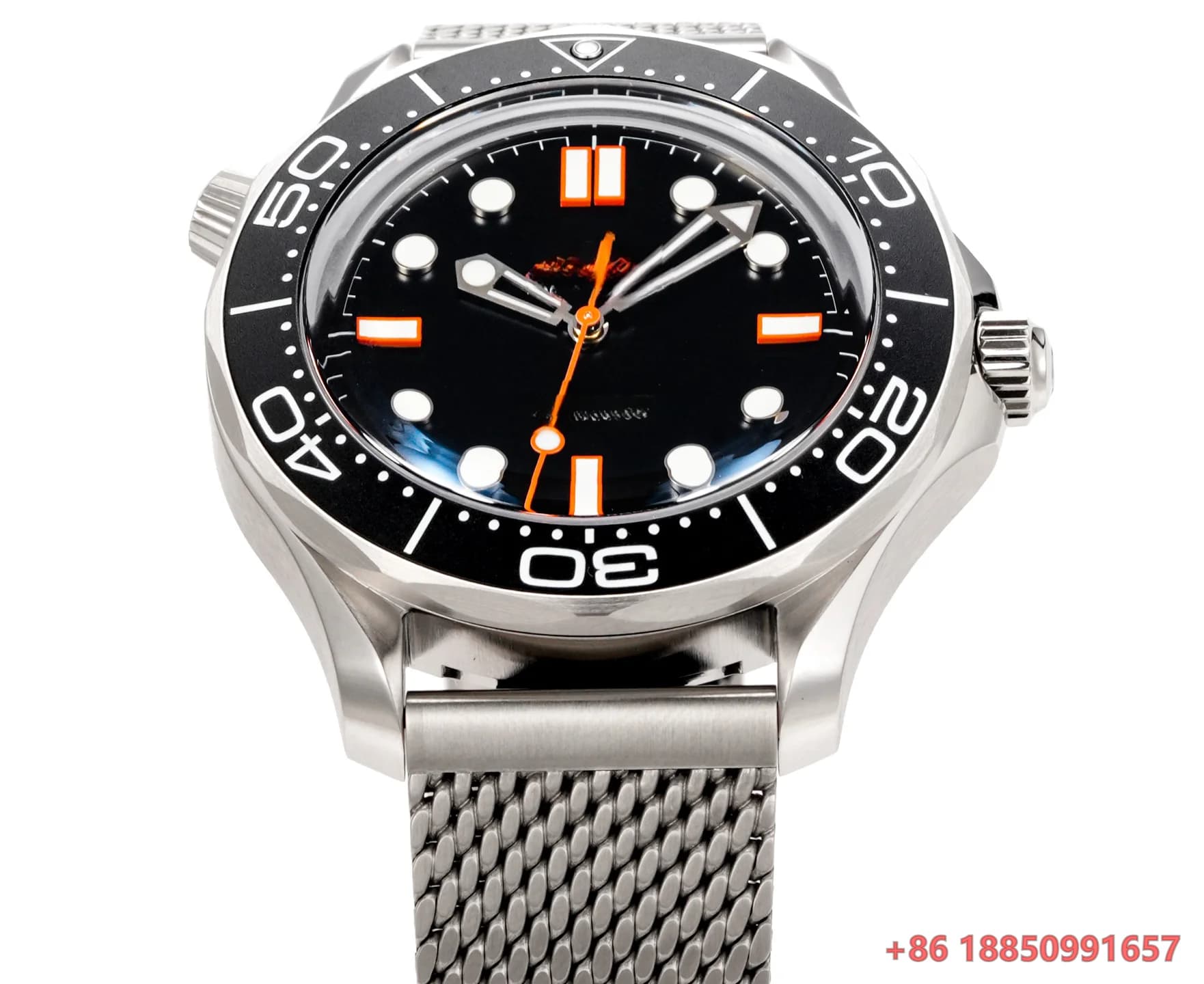 Orologio da uomo meccanico automatico stile subacqueo da 42 mm, movimento 8806, cassa in acciaio inossidabile, ghiera in alluminio, lancette luminose, fondello in vetro zaffiro, bracciale a maglie e cinturino in gomma inclusi