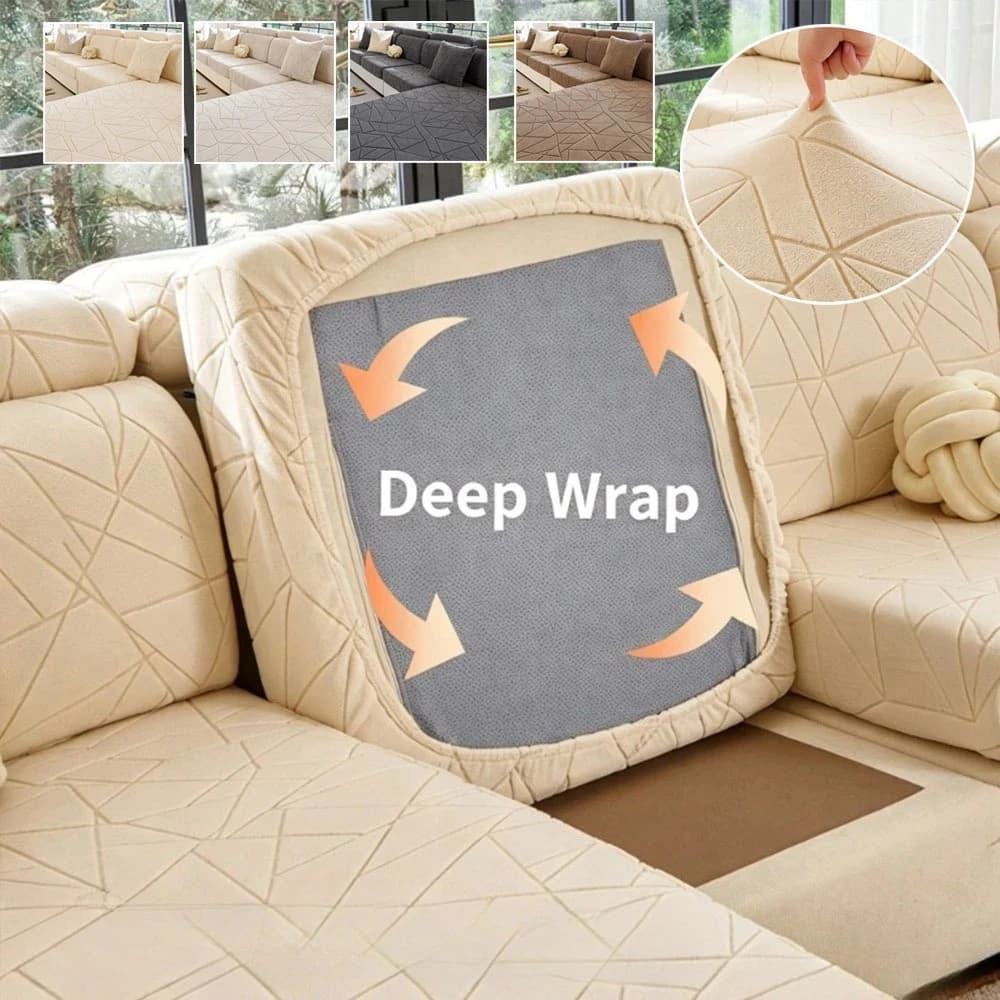 NewElastic Geometric Pattern Sofa Cover,Non-Slip Stretch Slipcover for Couch,All-Inclusive Furniture Cover with Anti-Slip Bottom
