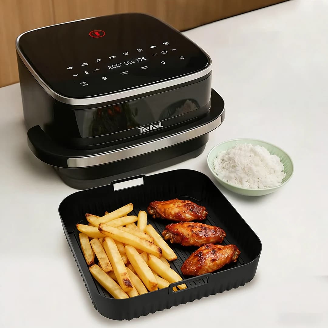 Stampo in silicone per friggitrice ad aria da 26 cm per Moulinex Easy Fry XL, vassoio in silicone riutilizzabile per friggitrice ad aria, accessorio facile da pulire