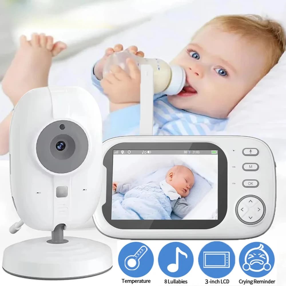 Telecamera per il monitoraggio del bambino LCD da 3,5 pollici con visione notturna Audio bidirezionale Conversazione elettronica Nanny Cry Rilevamento della temperatura Video Babyphone