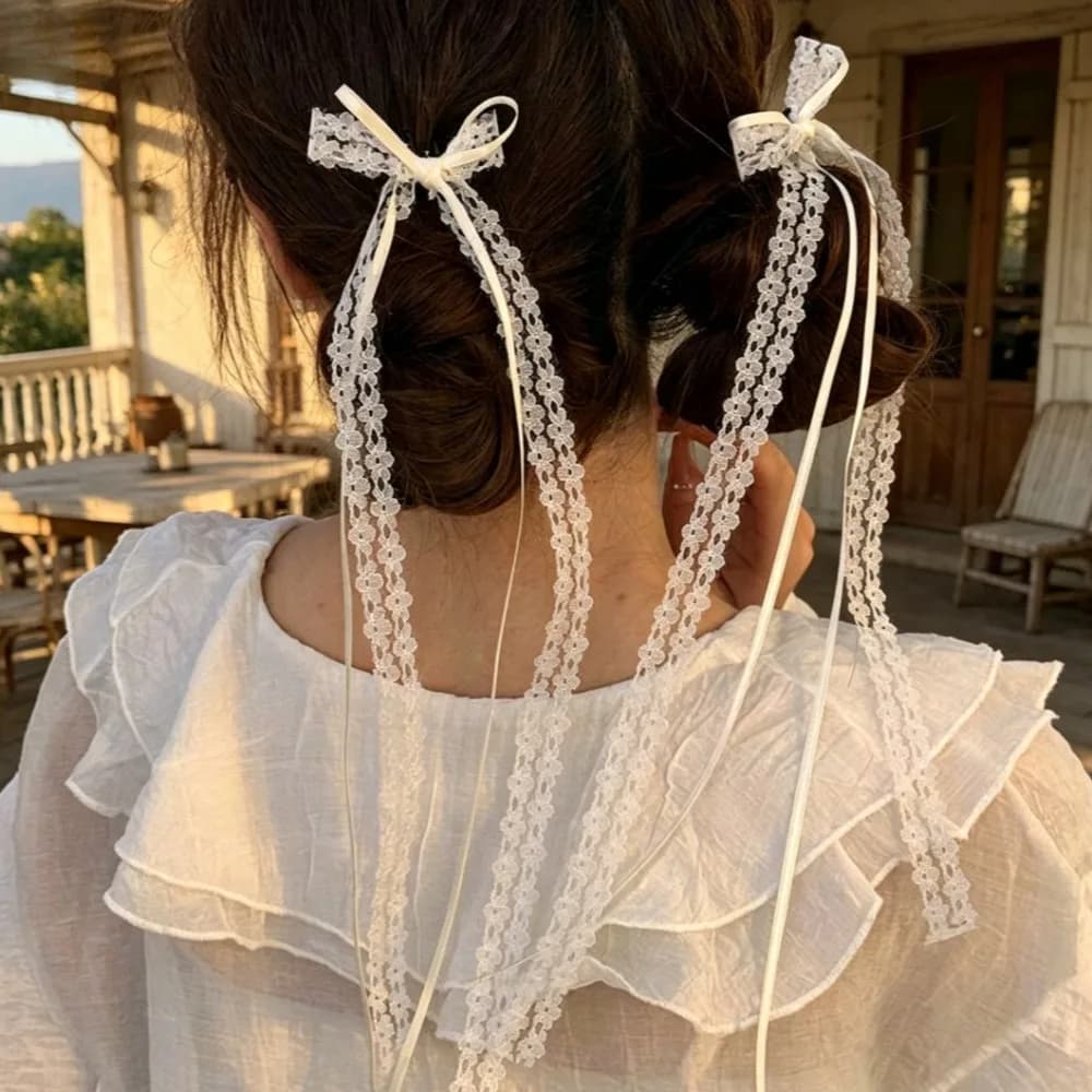 Fermaglio per capelli con fiocco in stile coreano, nastro e nappa lunga, accessorio dolce e carino per capelli da donna e ragazza, per feste e moda.