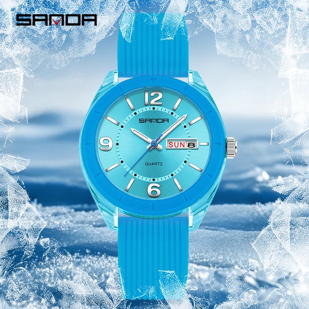SANDA Nuovo 6287 Studenti maschili e femminili Tempo libero Esame Orologio al quarzo Luce notturna impermeabile Doppio calendario Orologio al quarzo