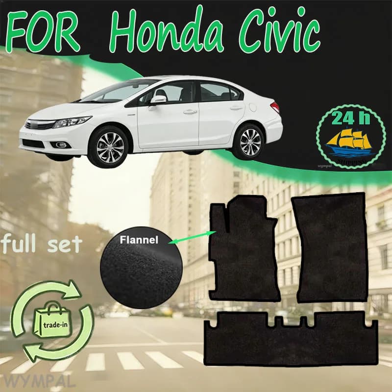 Tappetini in flanella per auto Honda Civic 9a generazione FB1~6 2012~2015 berlina 4 porte, tappeti, pannelli, coperture per tappeti, accessori per tappetini