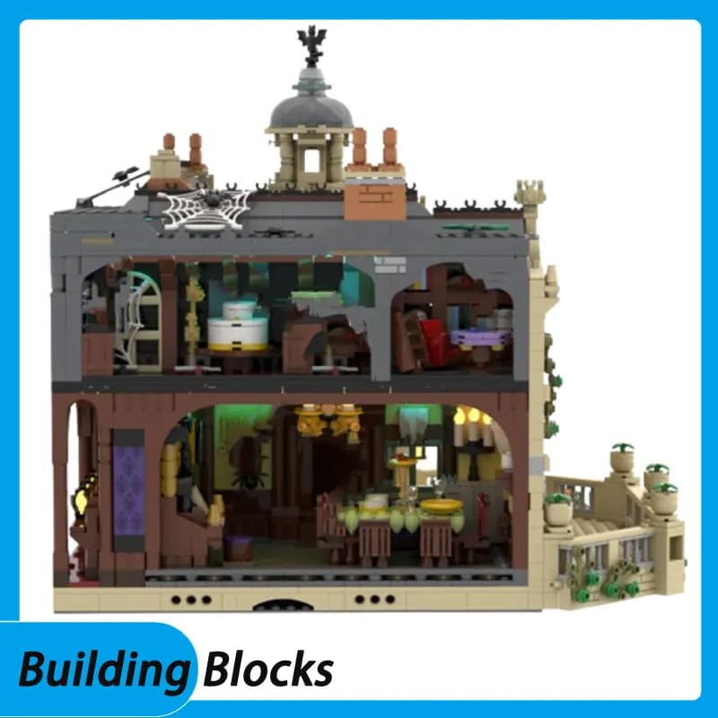 Regalo MOC-54244 Haunted Manor Modello Casa da costruzione Piccole particelle assemblate Blocchi di costruzione Assemblati Casa giocattolo