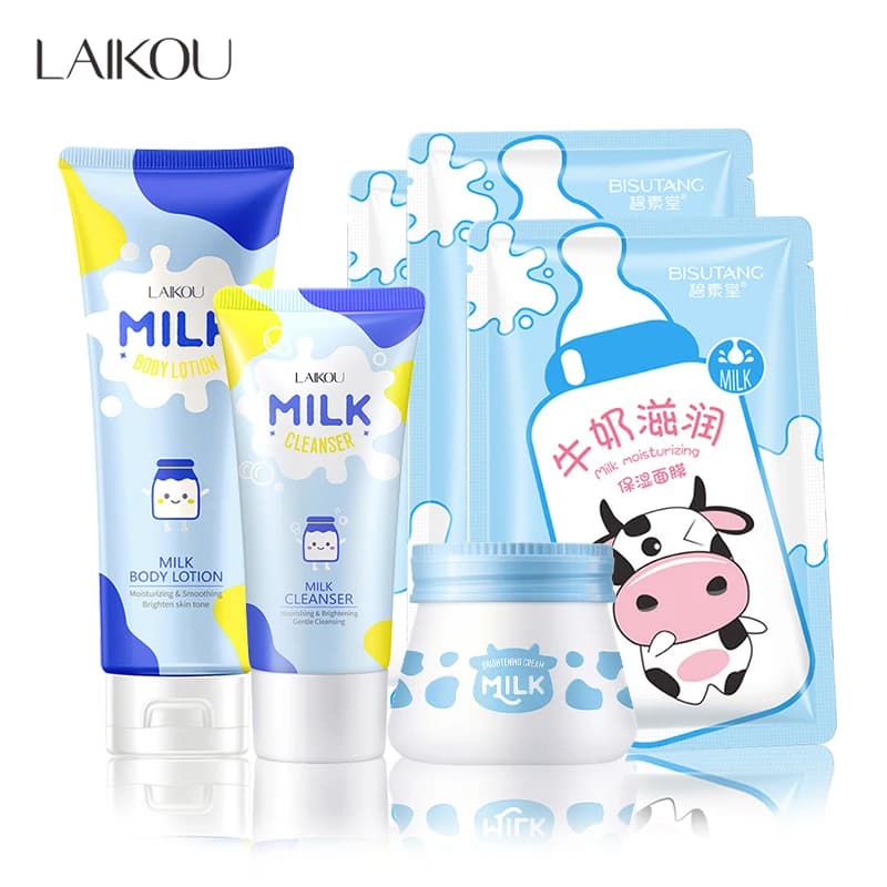Milk Skin Care Set Moisturizing Cream for Face Cleansing Light Collagen Skin Moisturizing Serum Skin Care Products Kit Beauty