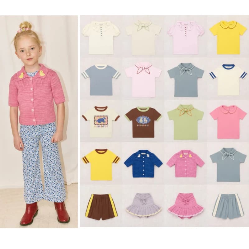 Set T-shirt per Bambini 26 SS MP, Maglietta a Maniche Corte in Cotone per Bambina con Fiocco, T-shirt e Pantaloncini per Bambino, Top e Gonne Casual in Maglia