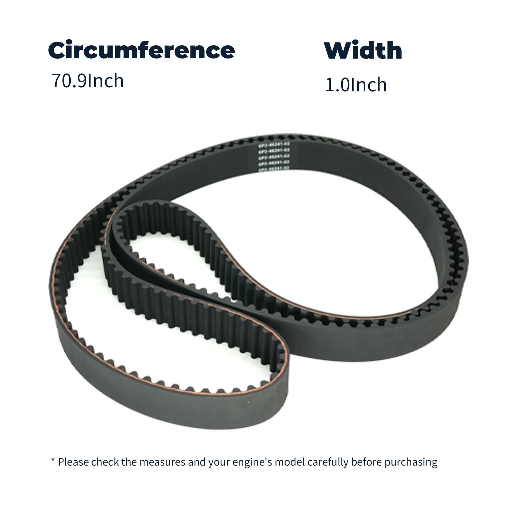 6P2-46241 Timing Belt Fits for Yamaha Marine 4 Stroke F200 F225 F250 Outboard Engines Replaces 6P2-46241-02 18-15132
