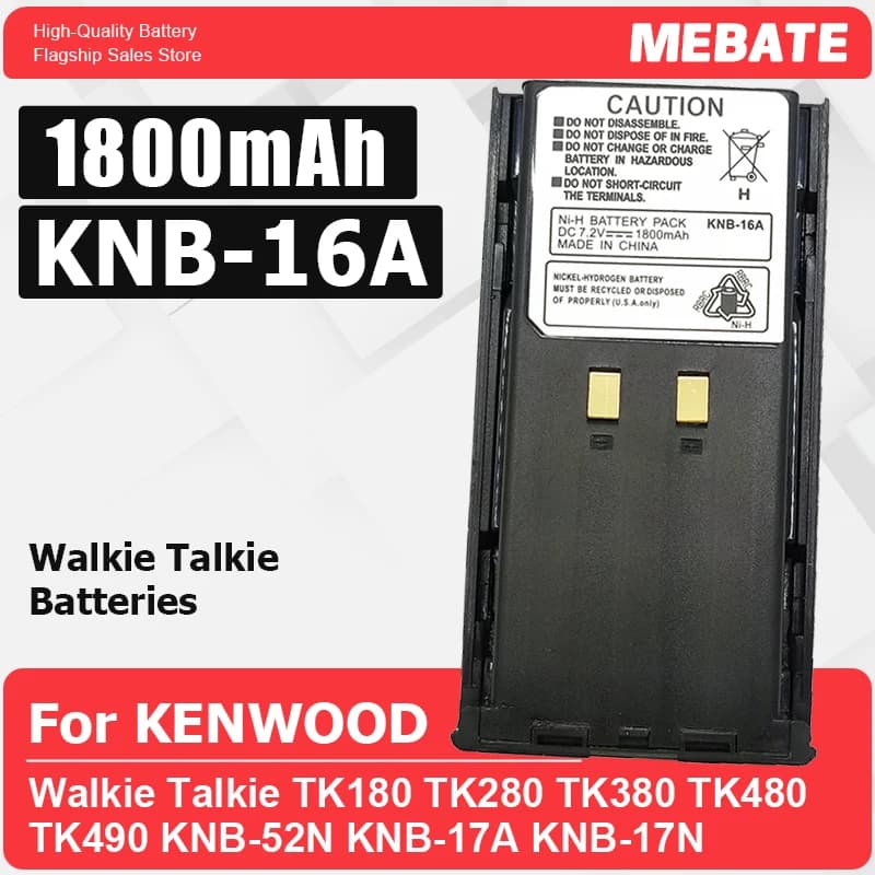 Batteria Ni-MH KNB-16A Nuova 7.2V 1800mAh per Walkie Talkie KENWOOD TK180 TK280 TK380 TK480 TK490 KNB-52N KNB-17A KNB-17N KNB-21N