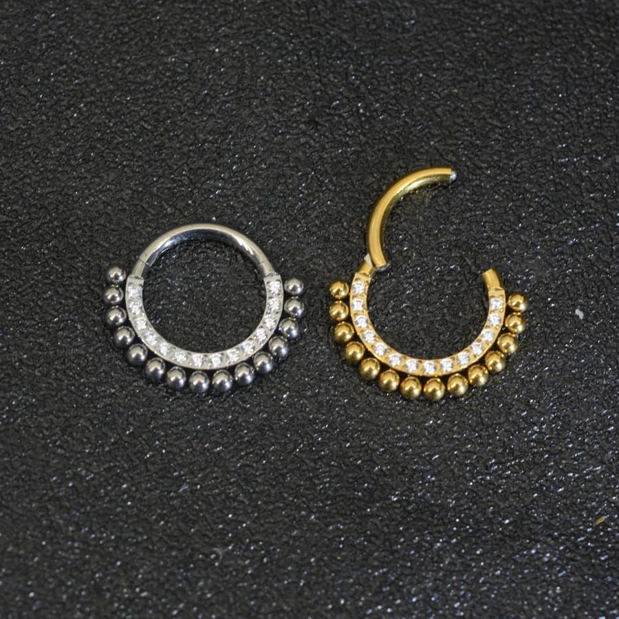 1 pz F136 titanio setto Tragus cartilagine segmento incernierato Helix Piercing orecchini moda donna gioielli cerchio zircone anelli al naso