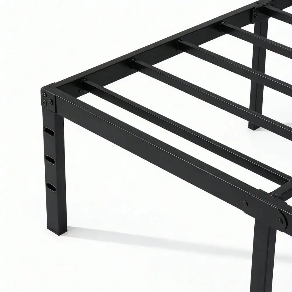 Struttura letto matrimoniale con spazio contenitore, base per materasso robusta e resistente, facile da montare, non richiede rete a molle, nero