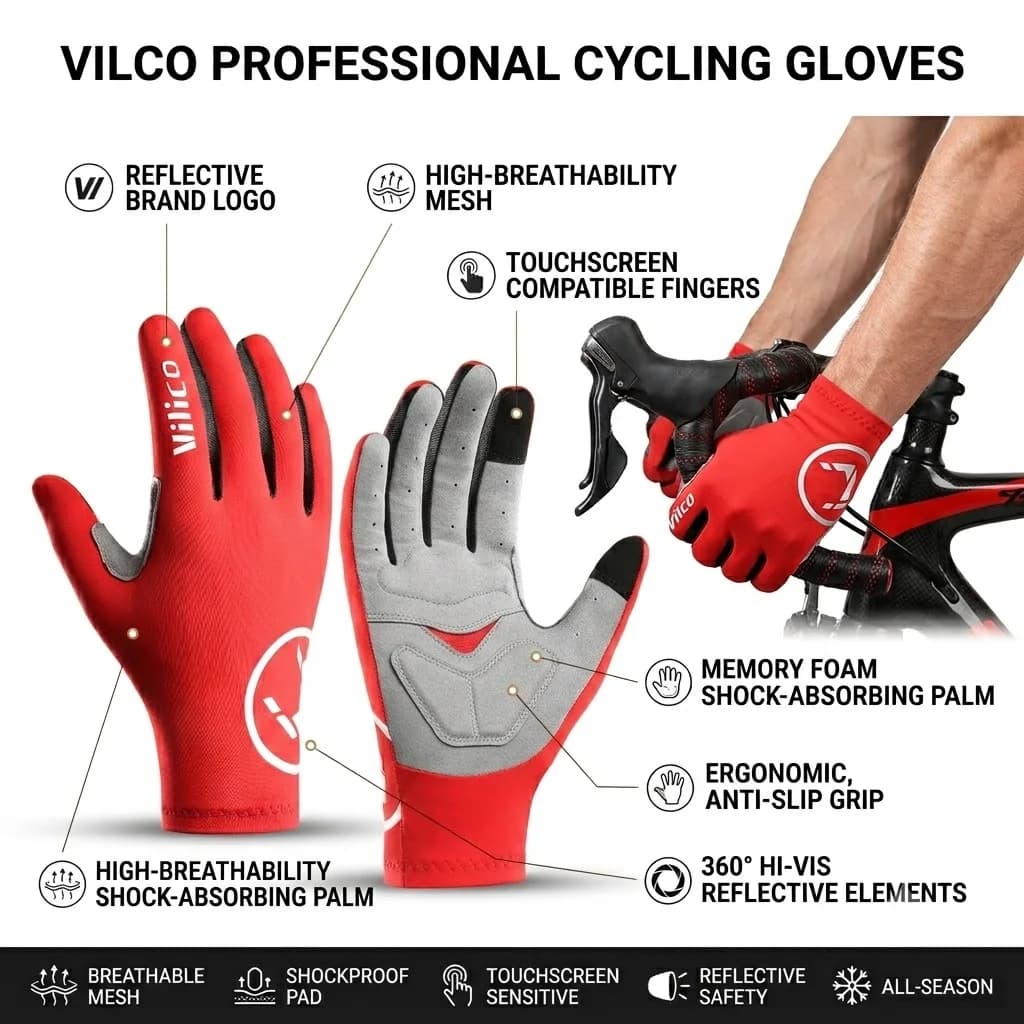 VILICO Cycling Gloves, Knitted and Breathable, Suitable for Both Men and Women, Perfect for Outdoor Cycling and Running.