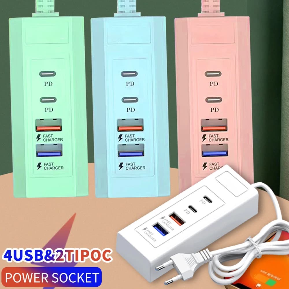 4Ports USB Fast Charger Station Type C Fast Charger USB Hub Adapter Multi Splitter Adapter EU/US Plug USB Type C Charger Adapter