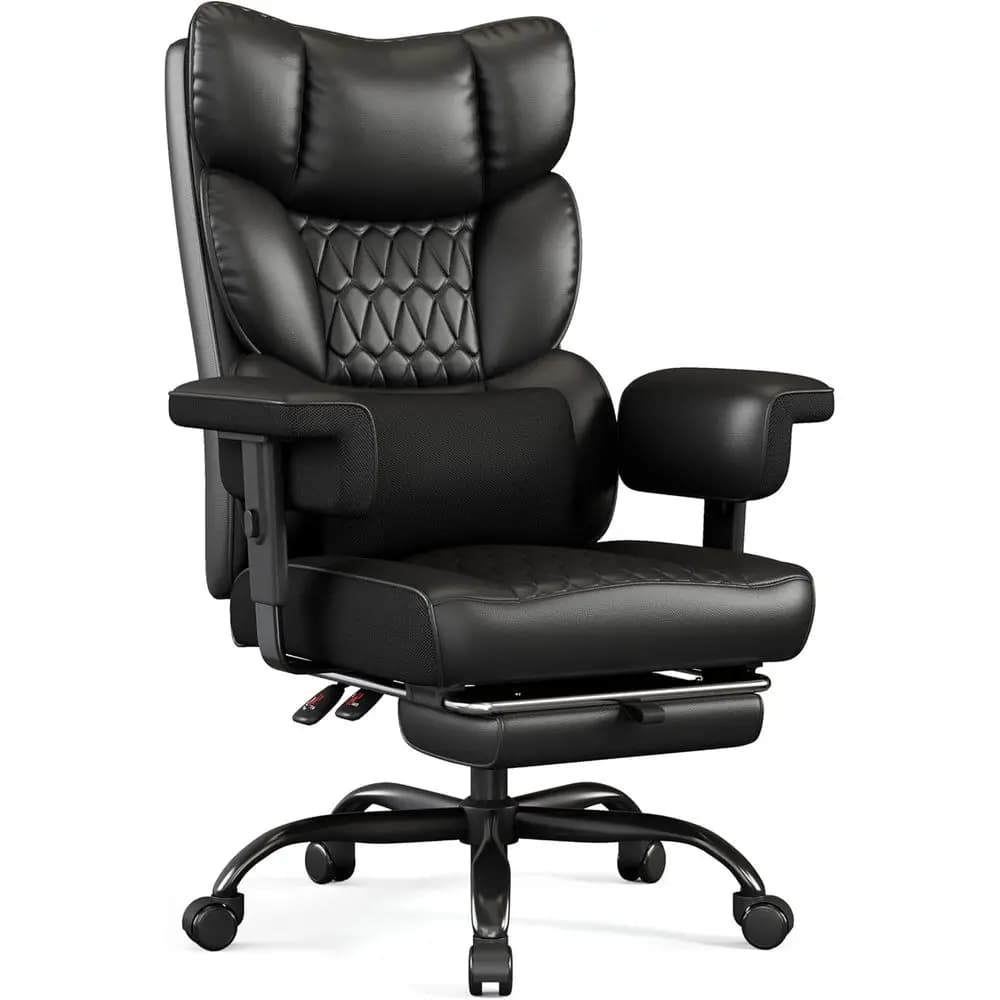 Sedia da ufficio ergonomica con schienale alto con braccioli regolabili, reclinabile, supporto lombare e stile da gioco in pelle per il massimo comfort