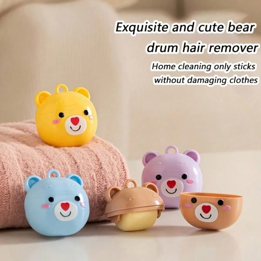 Washable Lint Roller, Cute Bear Lint Roller, Mini New Multi-Functional Cleaning And Lint Removal Ball, Portable Household Lint Roller That Won't Damage Clothes.
